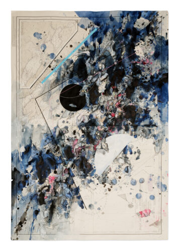 No Silicon (2026), Overpainting / Nautical chart, Acrylic/pigment ink on paper/nautical chart, 103cm × 71cm