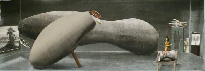 ‘Dryade’ (2024), gemengde techniek op karton, 25 x 69 cm