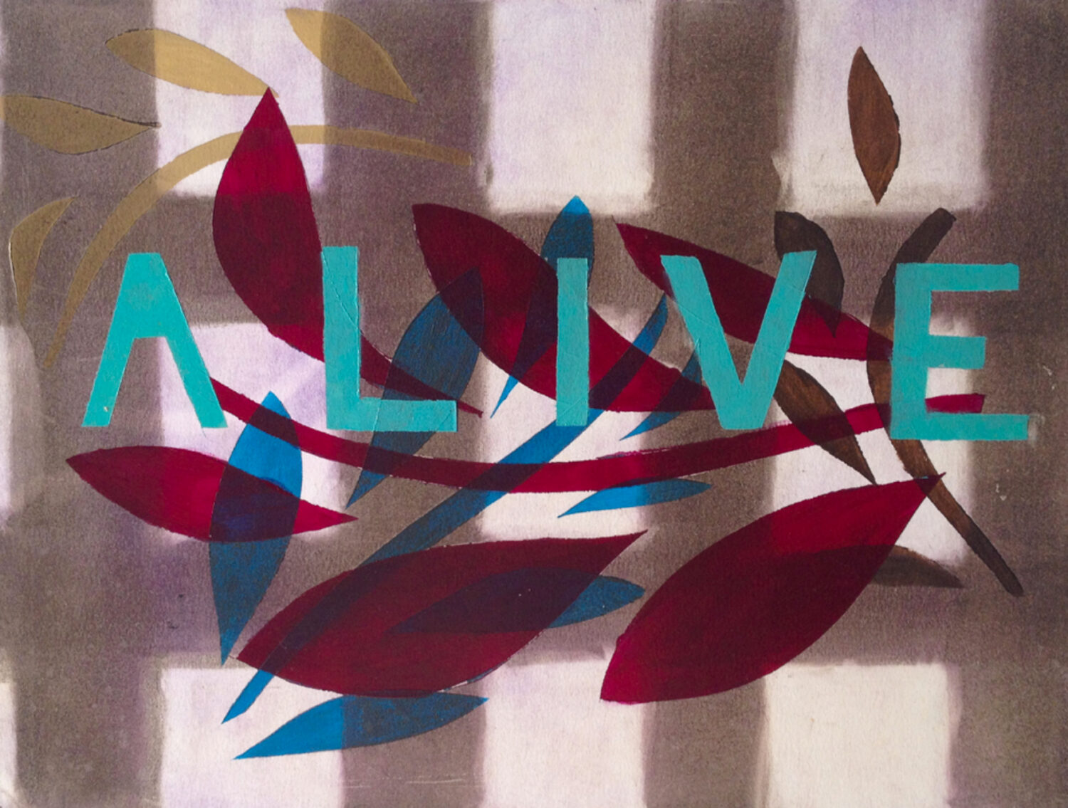 Alive; Pastel/acrylverf, papier op paneel; 25 x 33 cm