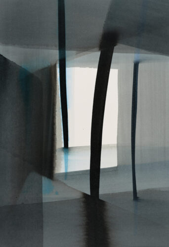 o. T. (2022); Indian ink, acrylic on paper; 24 x 16 cm; 1.300,00€