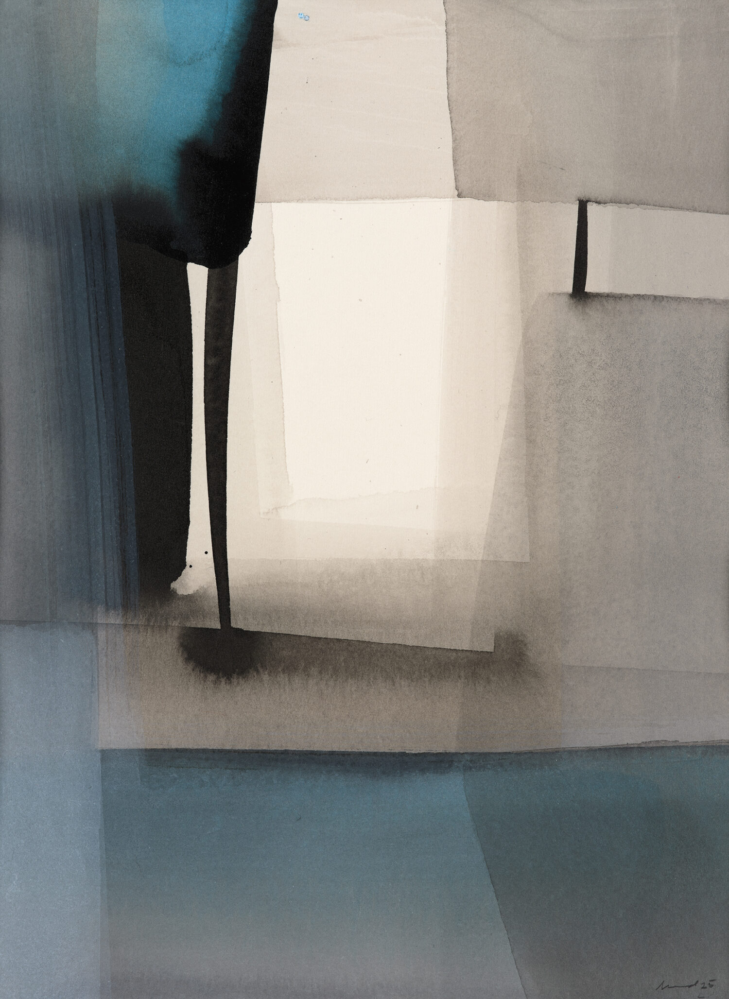 O. T. (2025); Indian ink, acrylic on paper; 27 x 20 cm