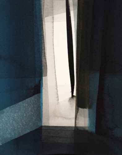 O. T. (2026); Indian ink, acrylic on paper; 19 x 15 cm