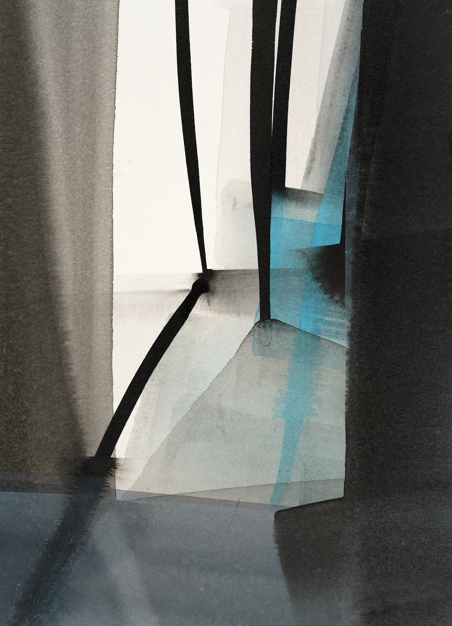 O. T. (2026); Indian ink, acrylic on paper; 22 x 16 cm