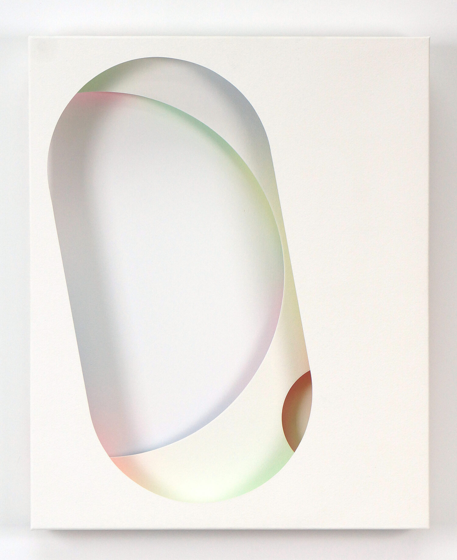 Reinhard Woellmer, Farbraumrelief Weiss-Bunt Nr. 2, 2024, gesneden papier en acryl, 54,5 x 44,5 x 7,5 cm