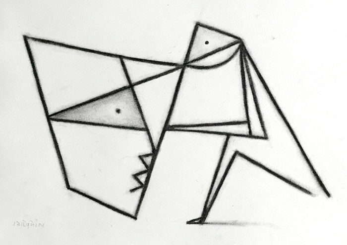  CONFRONTATIE (2025); potlood op papier; 34 X 46 cm - Ingelijst 59 x 71 cm; 2800€ 