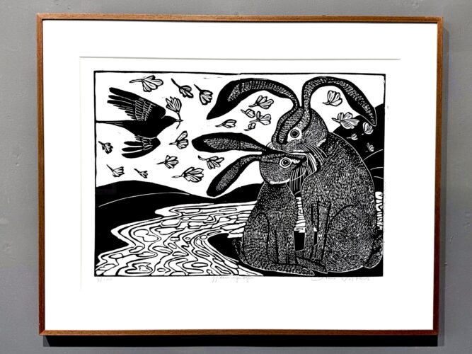 Jij bent mijn begin (2025); Linosnede met passe-partout in lijst; Edition: 100; 82,5 x 65,5 cm