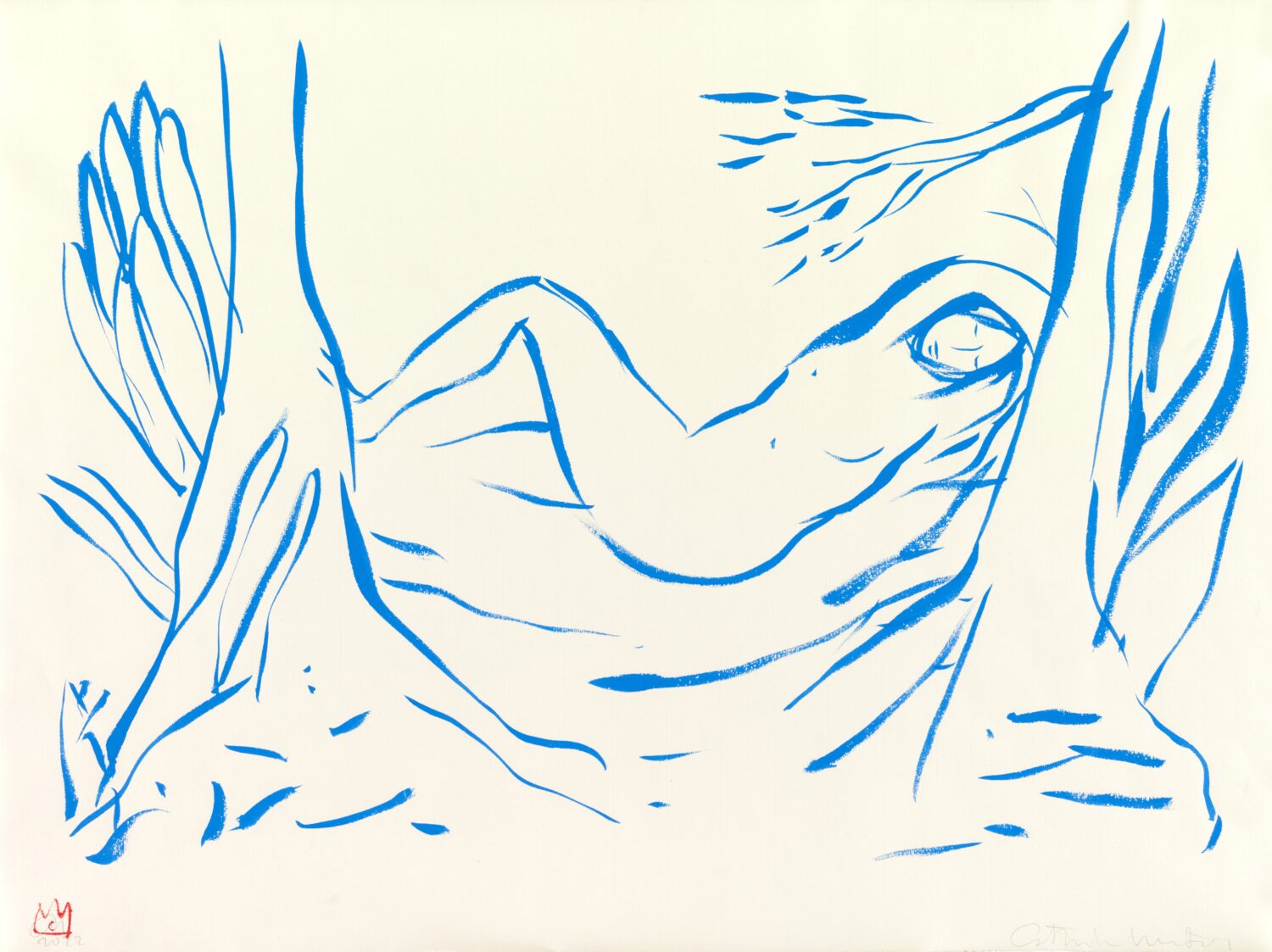 Nature's Embrace (2022); Gouache op papier in een plexiglas lijst; 48 x 63 cm 