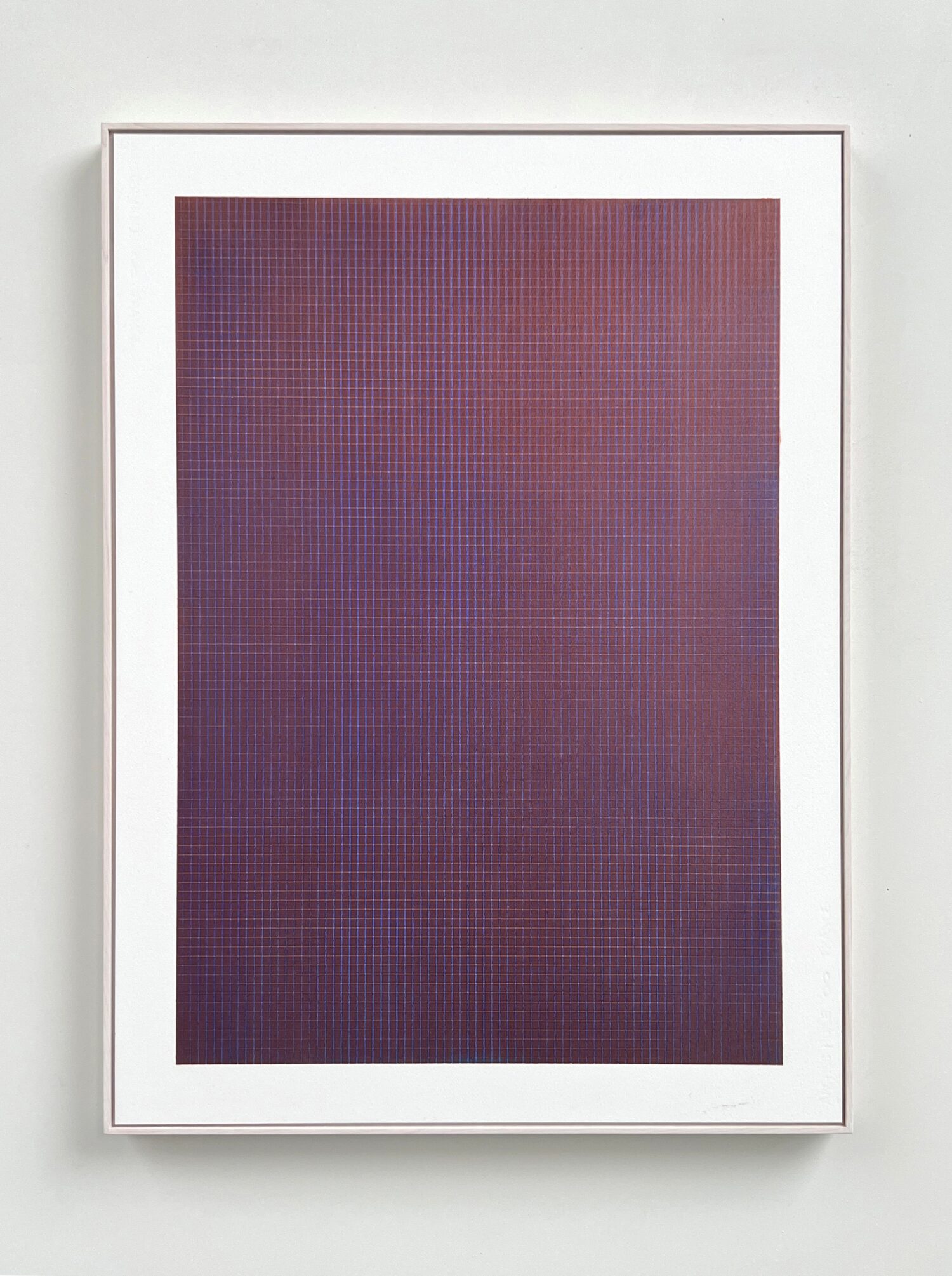 ‘grid 1’ (ultramarine and copper) (2025); oil paint on paper, mounted on aluminium; h 75 x w 55 cm, h 77 x w 57 cm