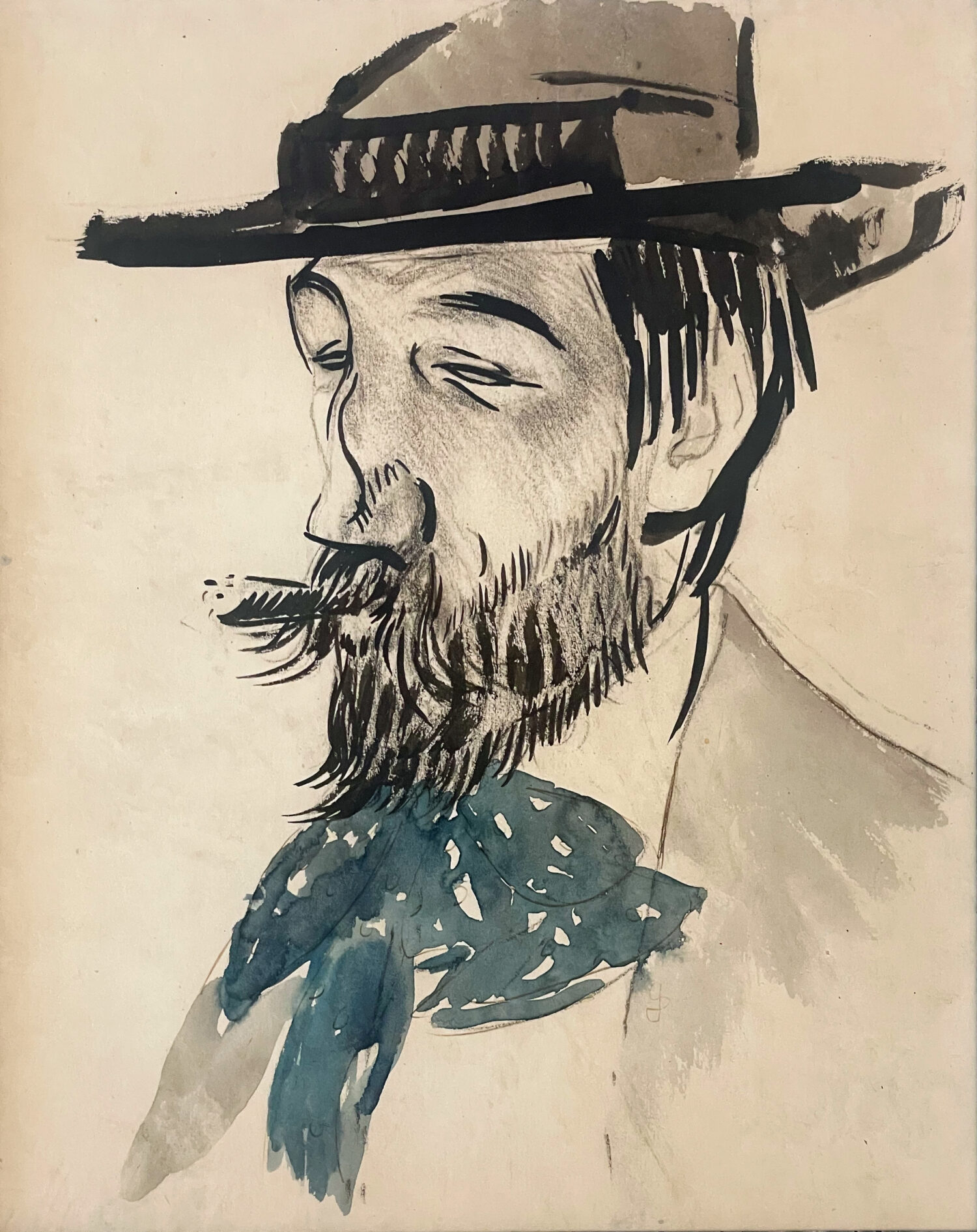 Jan Sluijters (1881 - 1957) - 'Le Clochard', c. 1905. Ink and watercolour, 26 x 21 cm.