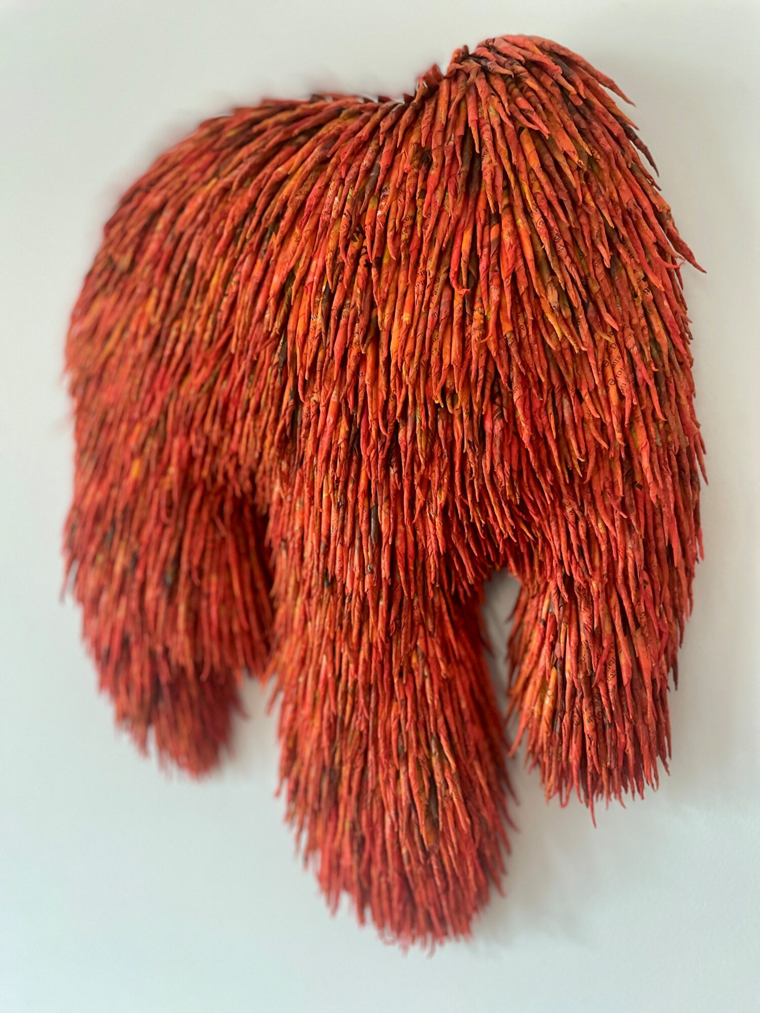 Furry Slide (2025), 42x31x4 cm, magazines, spray paint, ink, foam on mdf board, € 1250,-