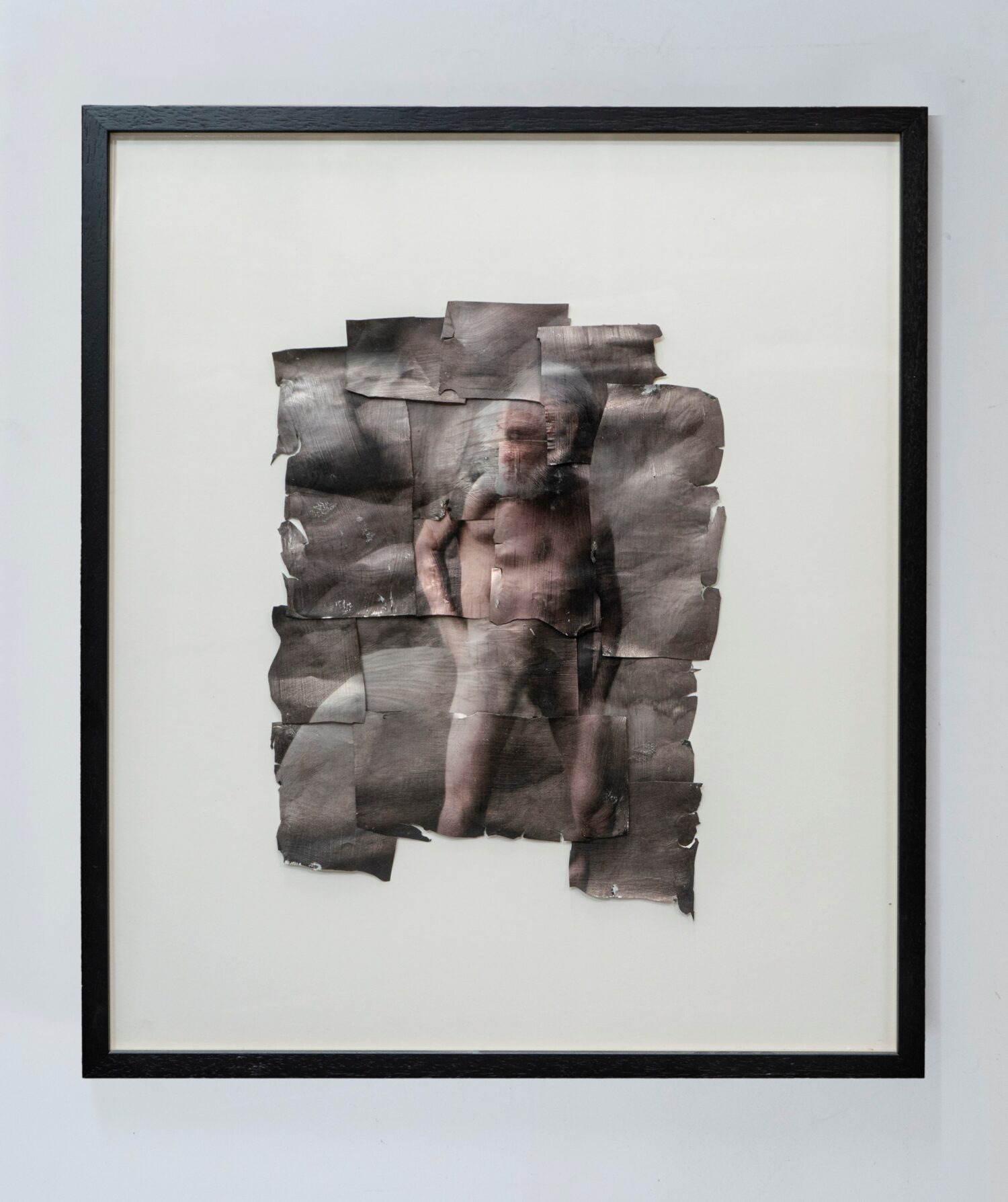 Followed and Hunted (2024); Ink on thin aluminium collage; 60x70cm 