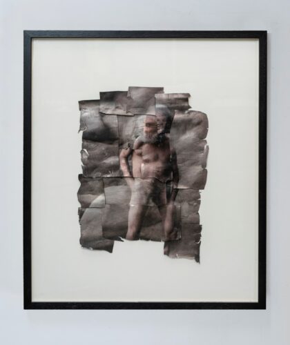 Followed and Hunted (2024); Ink on thin aluminium collage; 60x70cm 