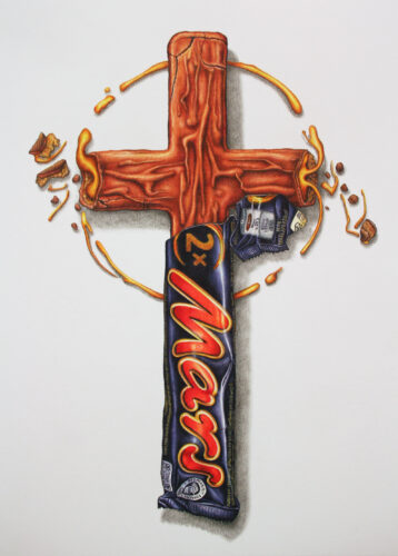 Consecrated 04 (2025); kleurpotlood op papier; 29 x 21 cm