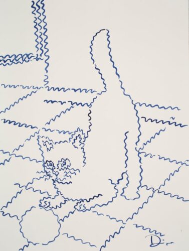 Cat Playing (2025); Acrylic on paper; 61 x 46 cm