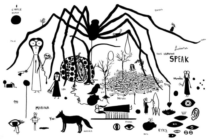  Marina Yayoi e Louise (2024); Chinese ink on paper; 80 x 110cm