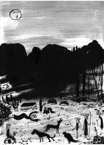 Scena sconclusionata (2024); Chinese Ink on paper; 25 x 18cm