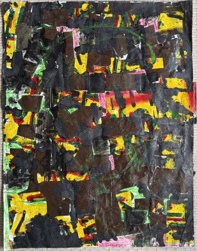 Uit de serie „Different strokes for different folks” (2022-2025); collage en mixed media; circa 50 x 60