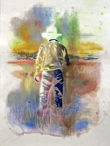 Lonesome; Gemengde techniek op papier; 37 x 47 x 3cm