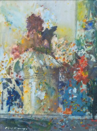 Flower Still Life, Gouache, 47 x 35 cm, Signed, Provenance : M.L de Boer (label on back)