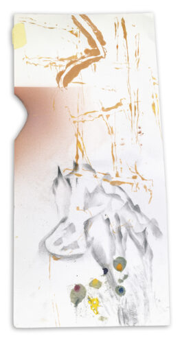 FRaNZ the Horse, 2025, Waterverf met acrylverf en plakband on papier, Editie 2/2, 50.2 x 23.4 cm