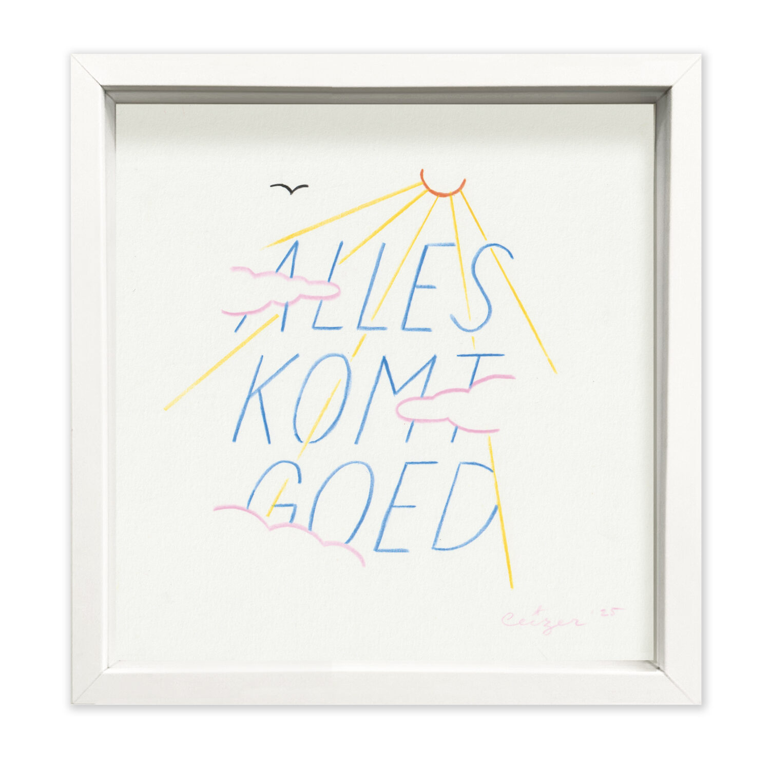  Alles komt goed (2025); Colored pencils on paper; 20x20cm 