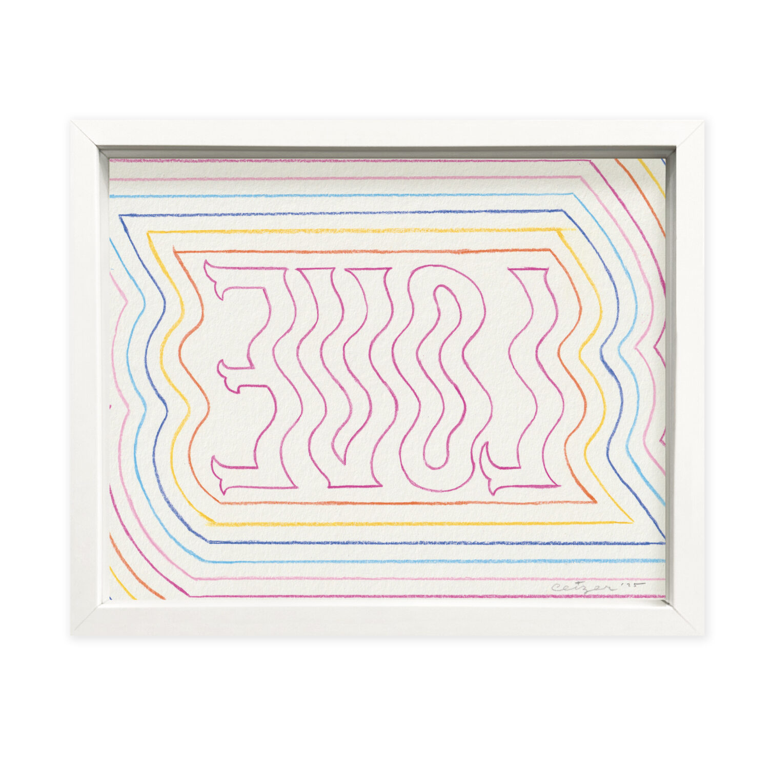 Evol (2025); Colored pencils on paper; Unique artwork, signed by the artist; 25 x 25 cm