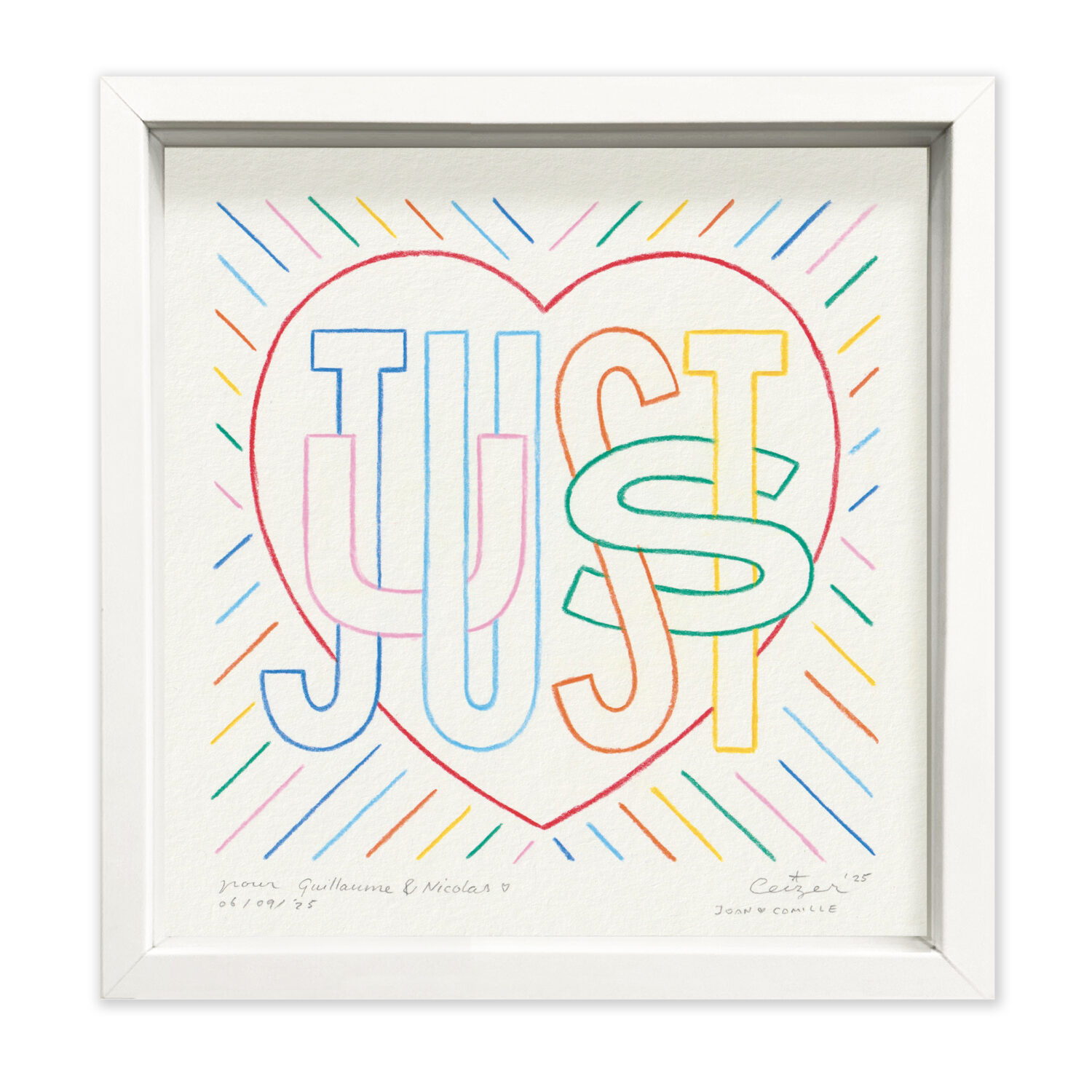 Just us (2025); Colored pencils on paper; Unique artwork, signed by the artist; 20 x 20 cm