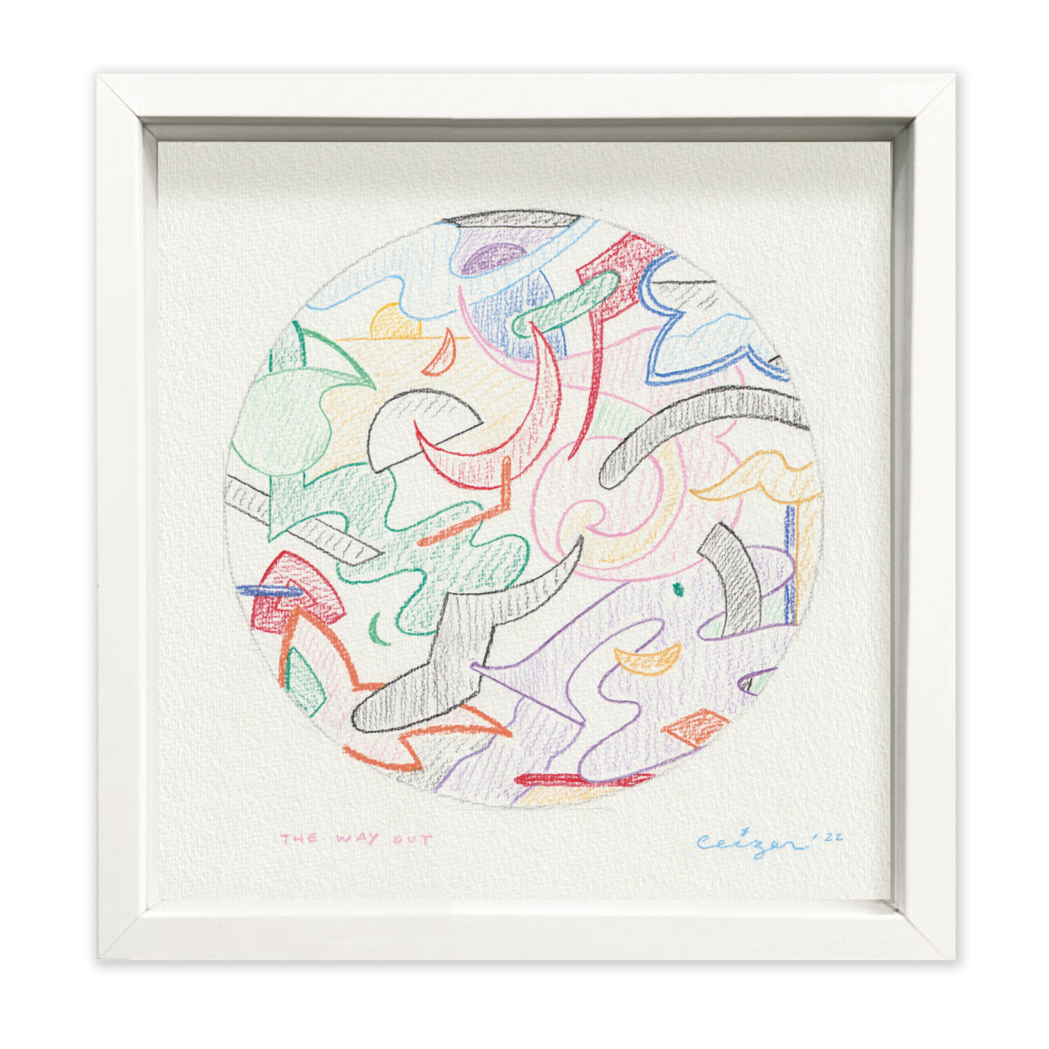 The way out (2025); Colored pencils on paper; Unique artwork, signed by the artist; 25 x 25 cm