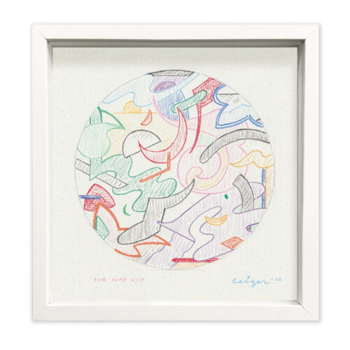 The way out (2025); Colored pencils on paper; Unique artwork, signed by the artist; 25 x 25 cm