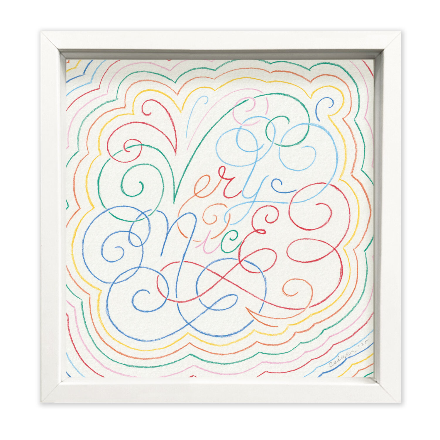 Very nice (2025); Colored pencils on paper; Unique artwork, signed by the artist; 25 x 25 cm